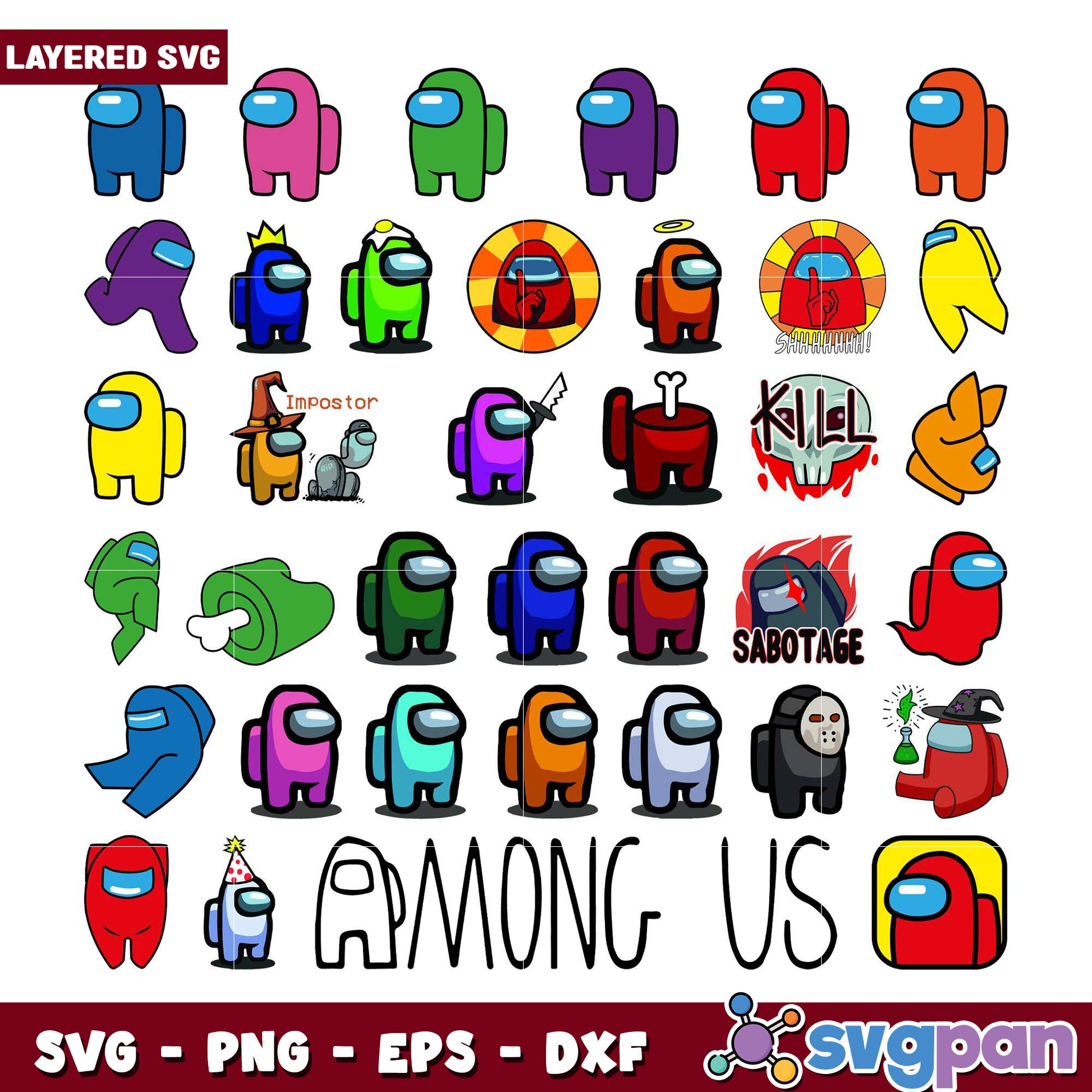 Among Us SVG Bundle Layered Designs