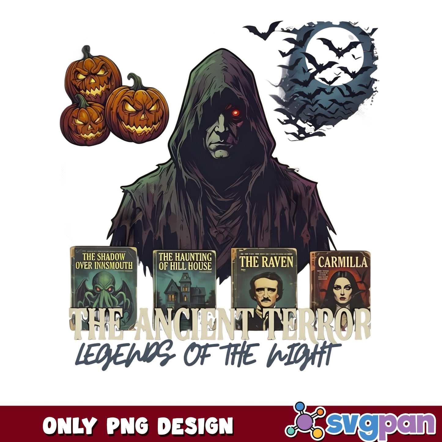 Ancient Terror Legends Of The Night PNG, Horror Books PNG, Halloween PNG