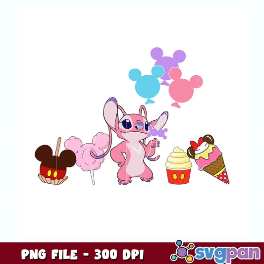 Angel with ice cream and candy png, lilo and stitch png, cute png