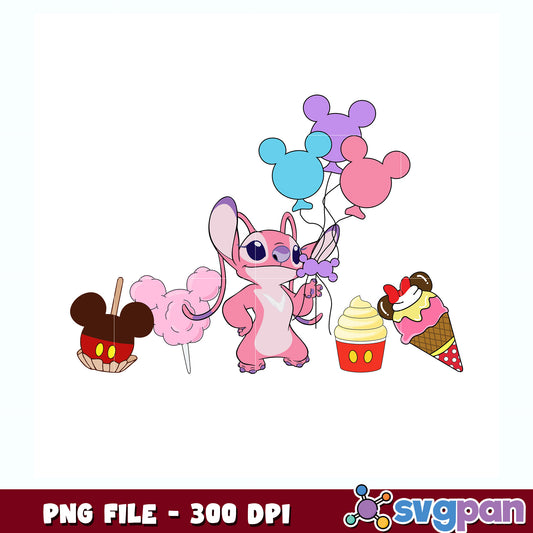 Angel with ice cream and candy png, lilo and stitch png, disney png