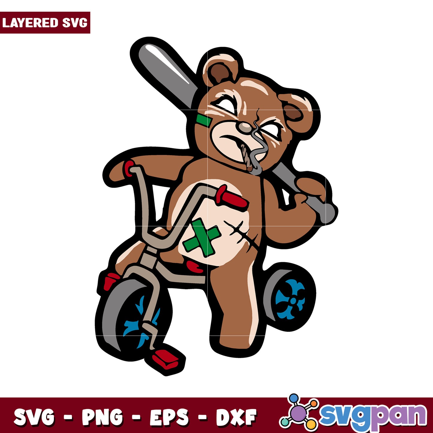 Angry Bear on Bicycle SVG Design, Unique and Edgy Graphic Art