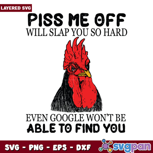 Angry Rooster SVG Design for Funny Tees, Perfect for Humor Lovers