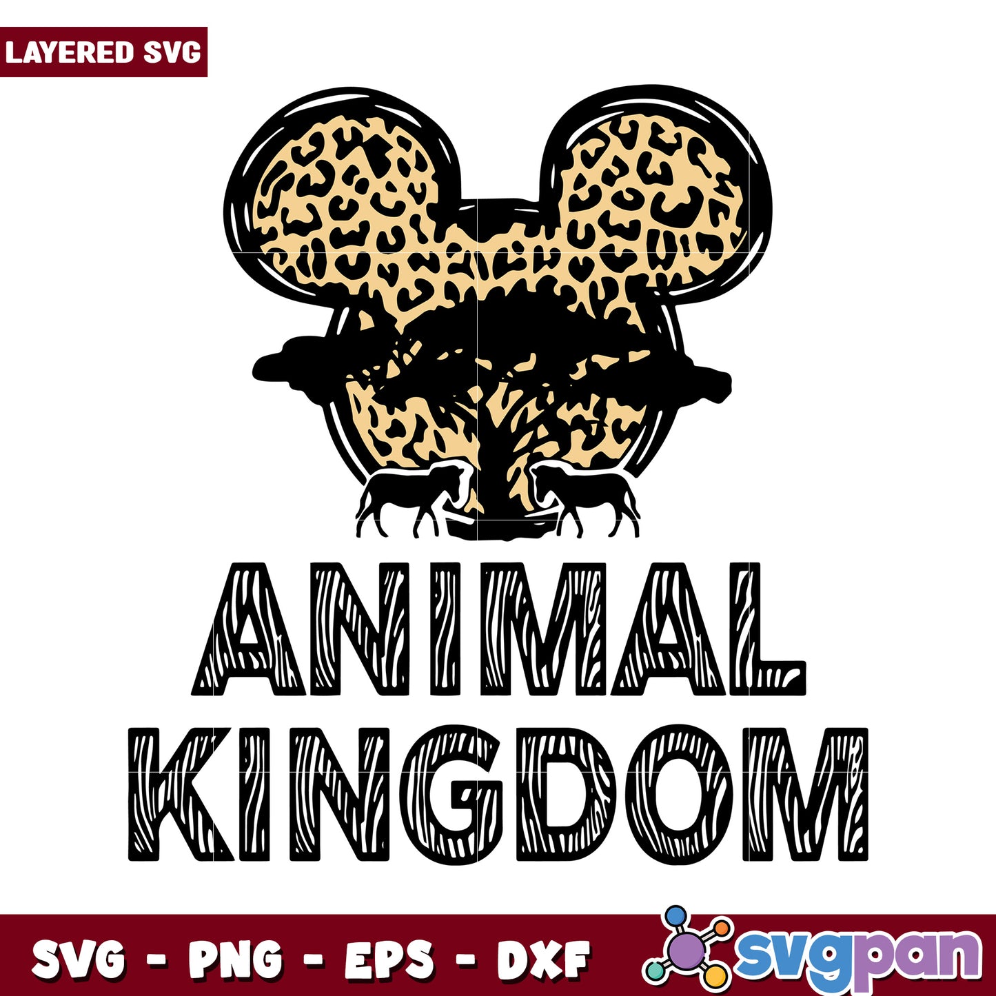 Animal Kingdom Leopard Mickey Mouse Design, Perfect for Crafts