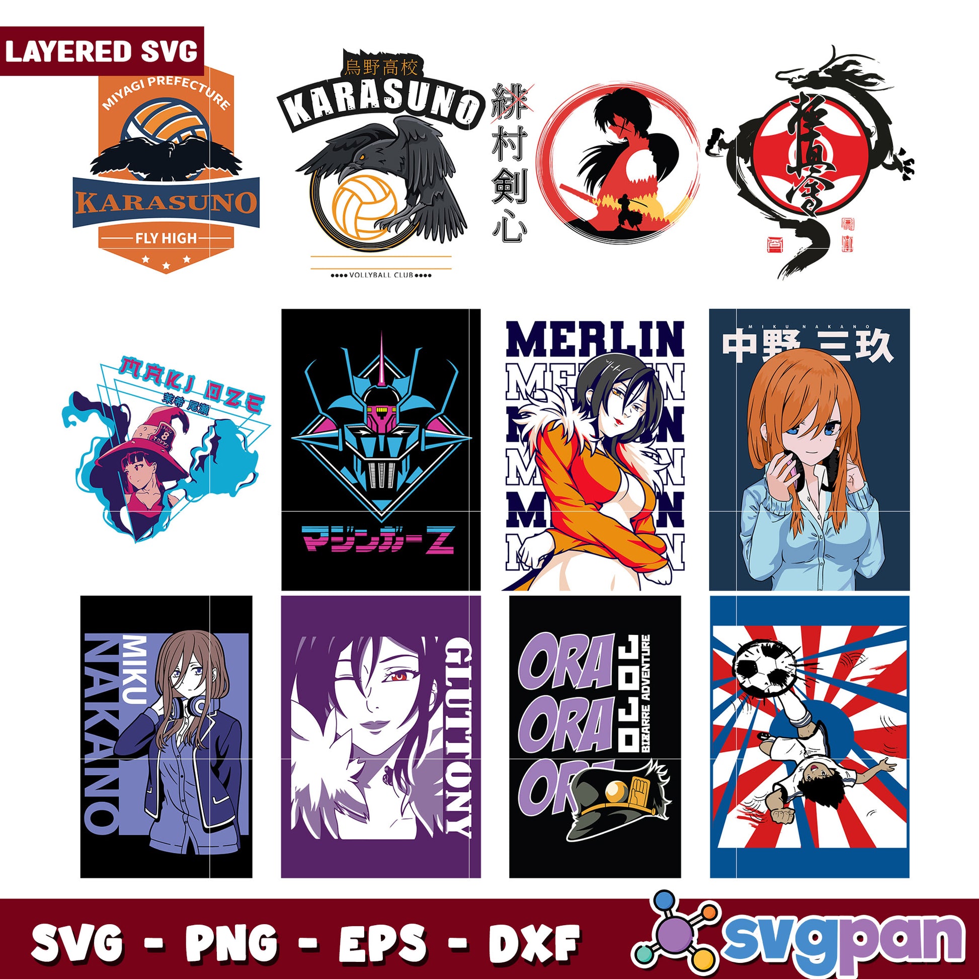 Anime Character Bundle SVG Designs for Crafting