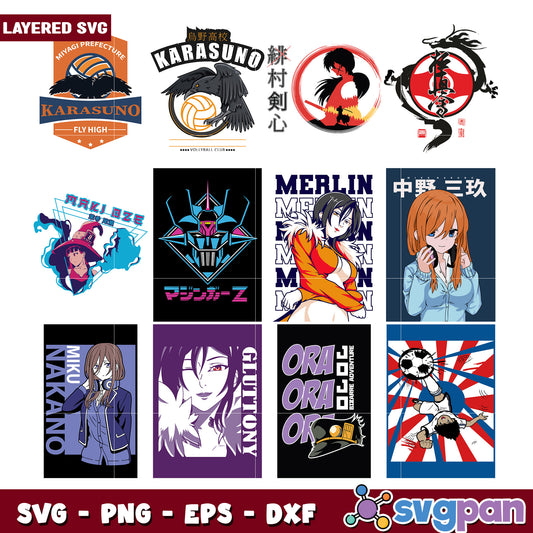 Anime Character Bundle SVG Designs for Crafting