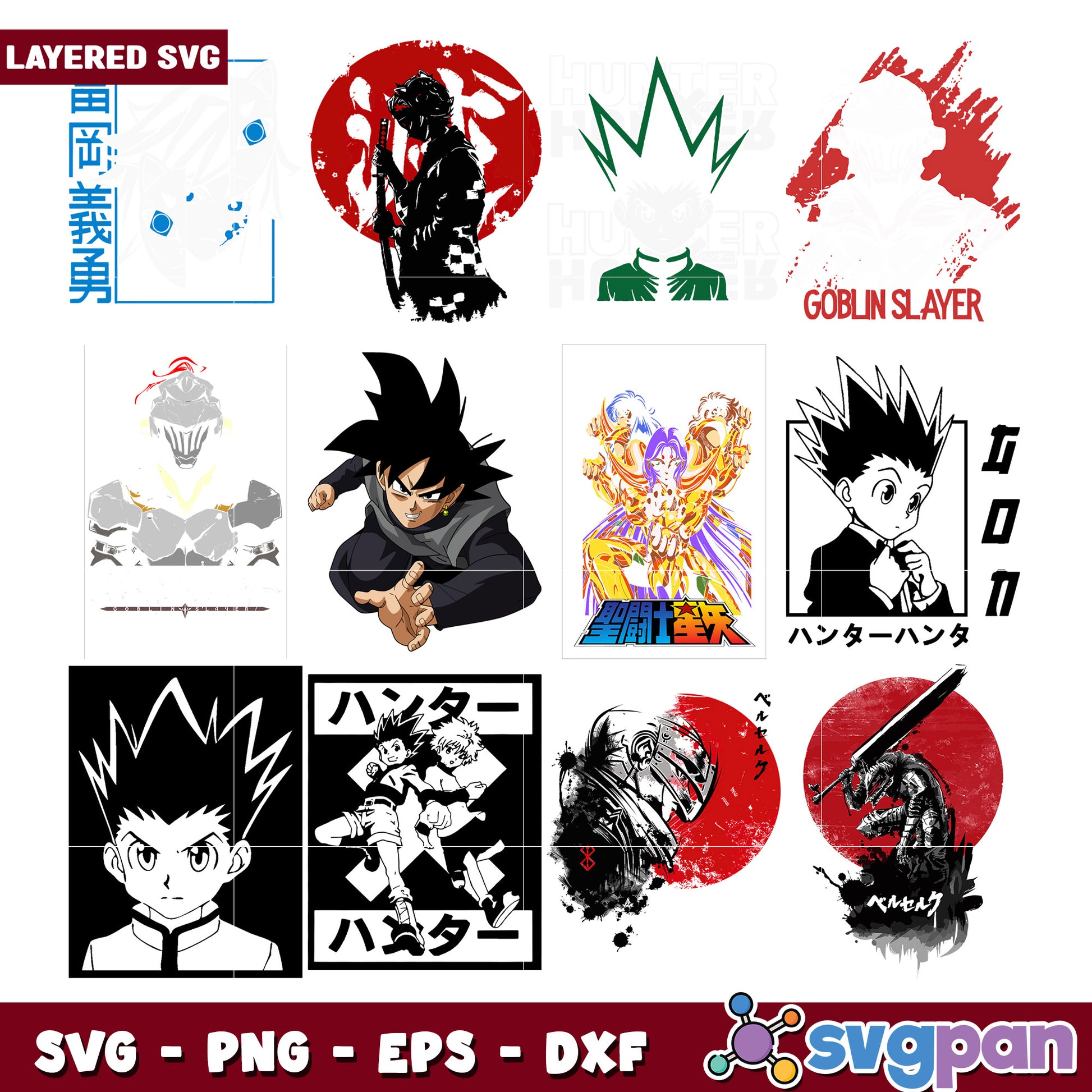 Anime Character Bundle SVG Designs for Crafts