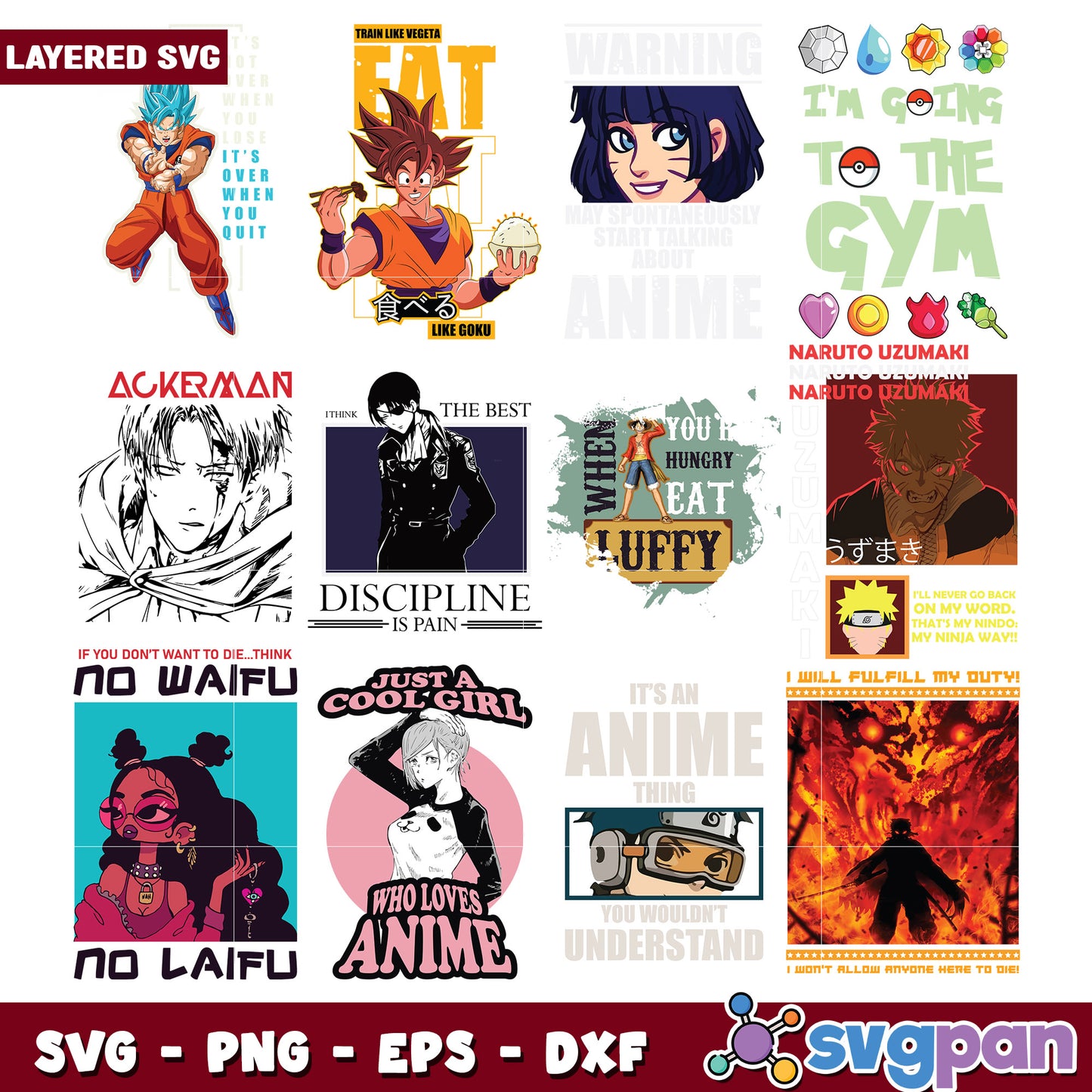 Anime Character Bundle SVG Designs for Fans