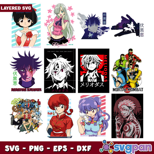 Anime Character Bundle SVG Files for Crafts Design