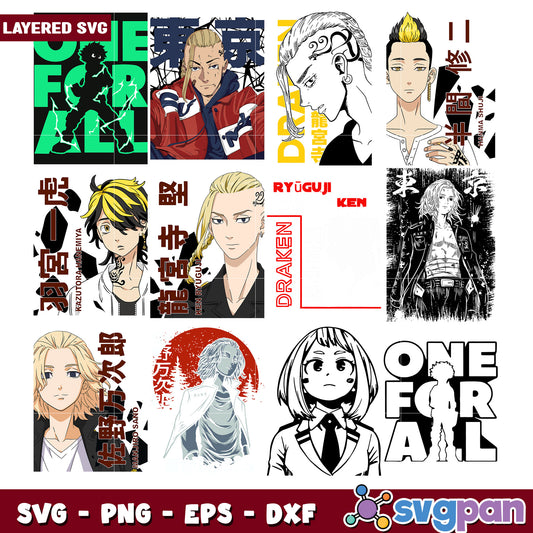 Anime Character Bundle SVG for Craft Projects