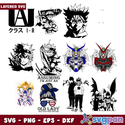 Anime Character Bundle SVG for Crafting Projects