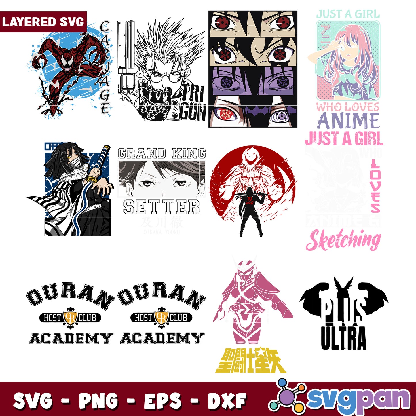 Anime Character Layered SVG Bundle for Creators