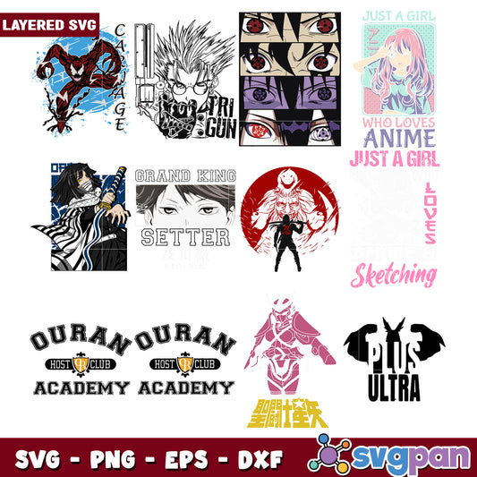 Anime Character Layered SVG Bundle for Creators