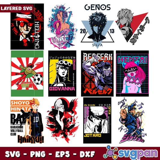 Anime Character SVG Bundle for Crafting Projects