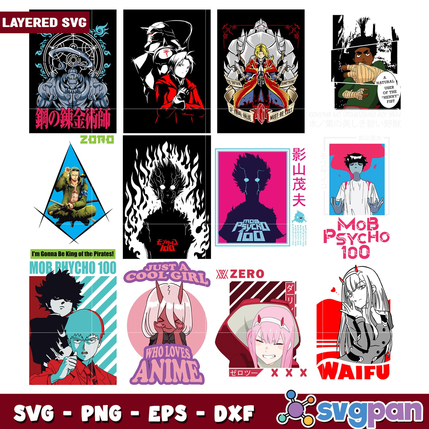 Anime Fan Bundle SVG Designs for Creative Projects