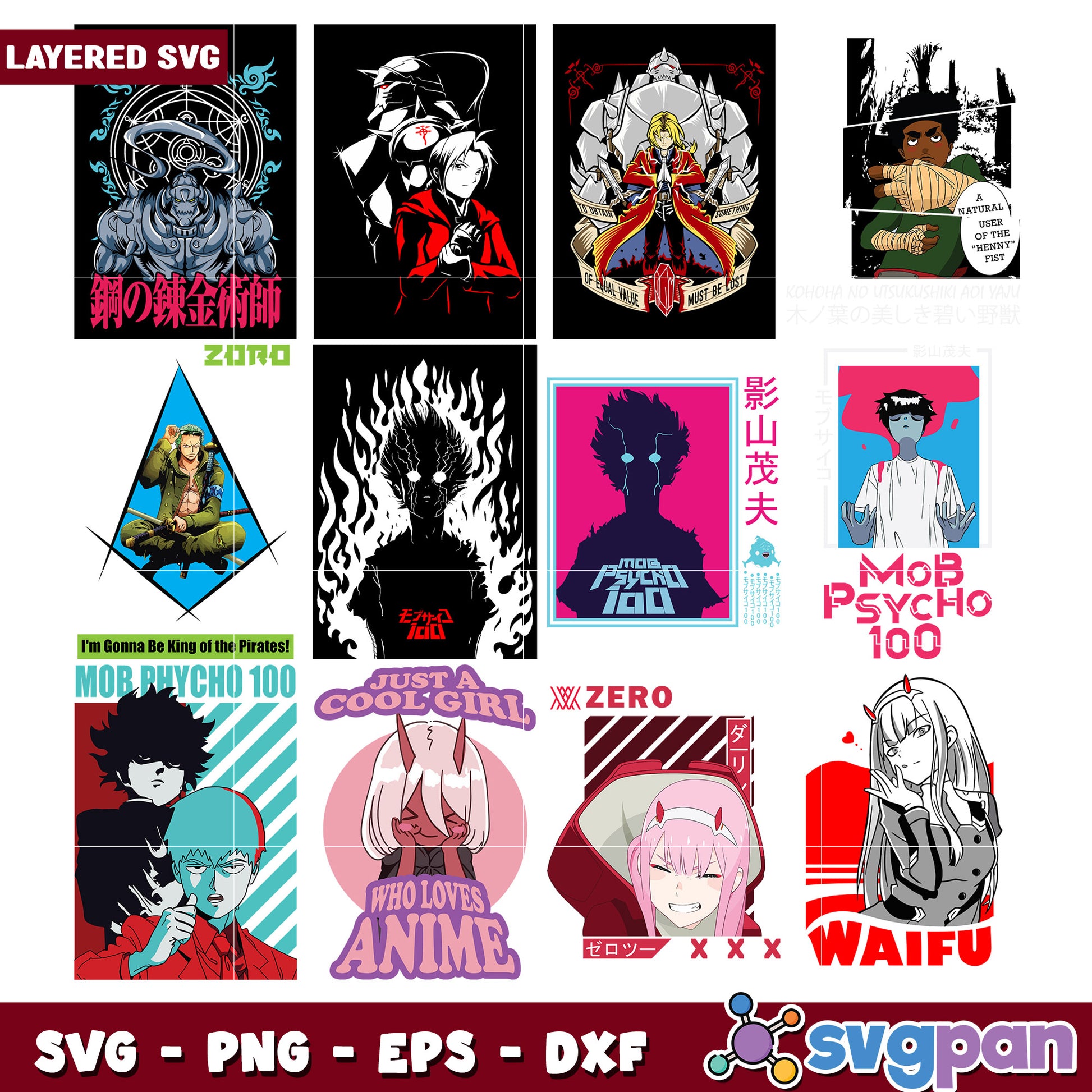 Anime Fan Bundle SVG Designs for Creative Projects