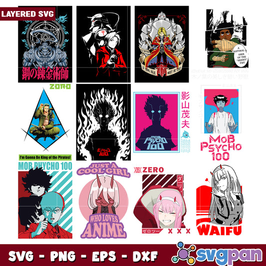 Anime Fan Bundle SVG Designs for Creative Projects