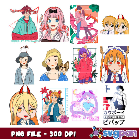 Anime Girl PNG Bundle 300 DPI