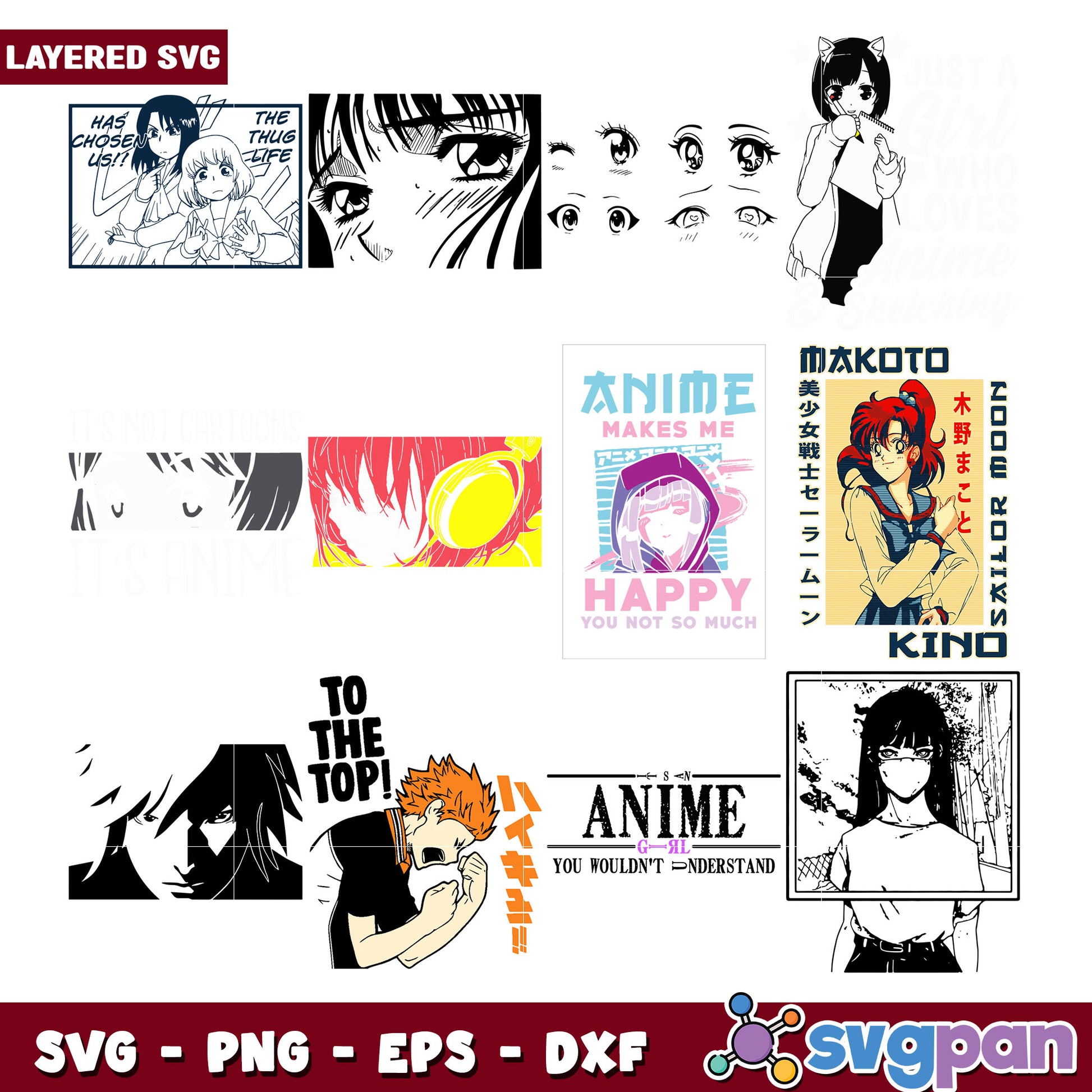 Anime Girls SVG Bundle Layered Designs