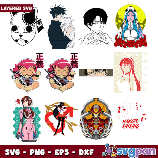 Anime Layered SVG Bundle for Crafting Projects