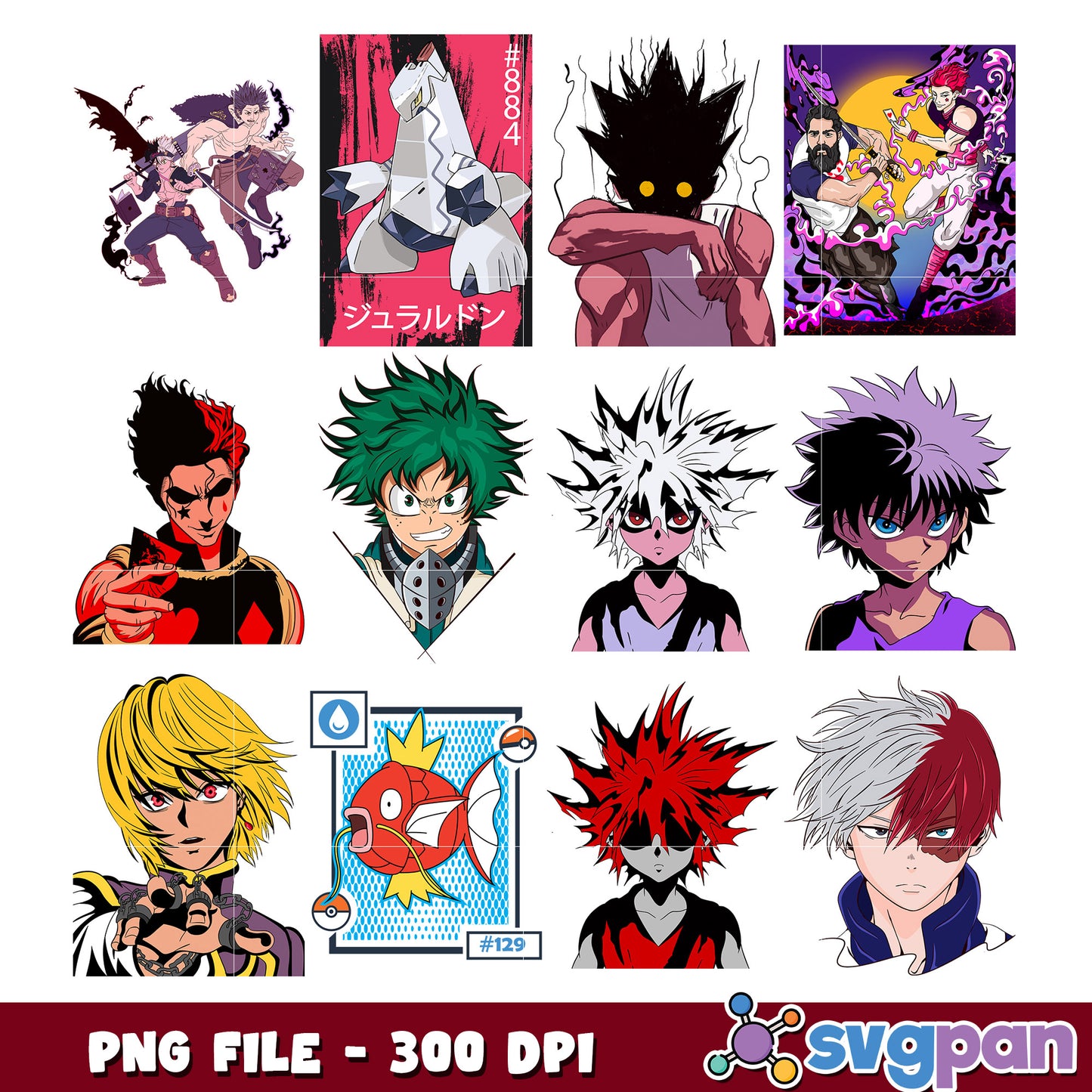 Anime Manga Character PNG Bundle 300 DPI