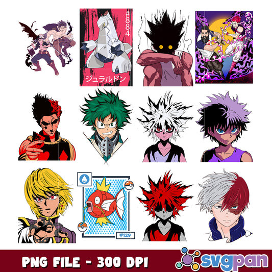 Anime Manga Character PNG Bundle 300 DPI