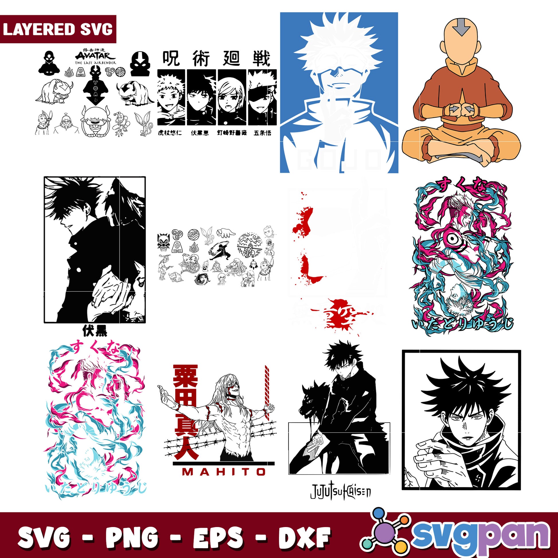 Anime Manga SVG Bundle Avatar, Jujutsu Kaisen