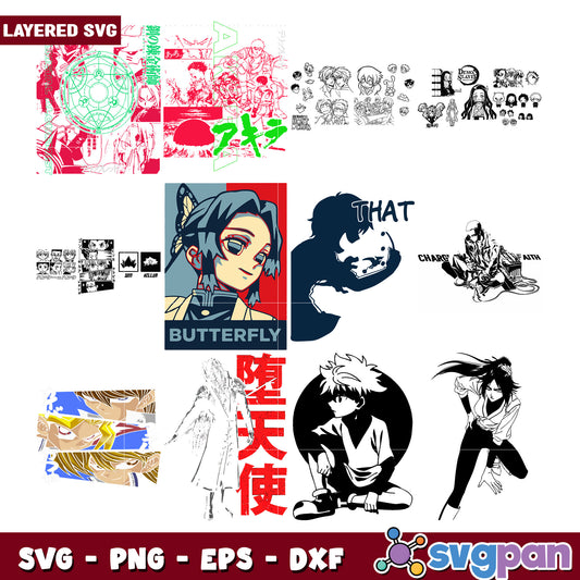 Anime Manga SVG Bundle Layered Designs