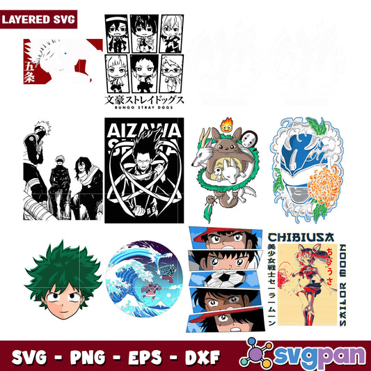 Anime Manga SVG Bundle Layered Files