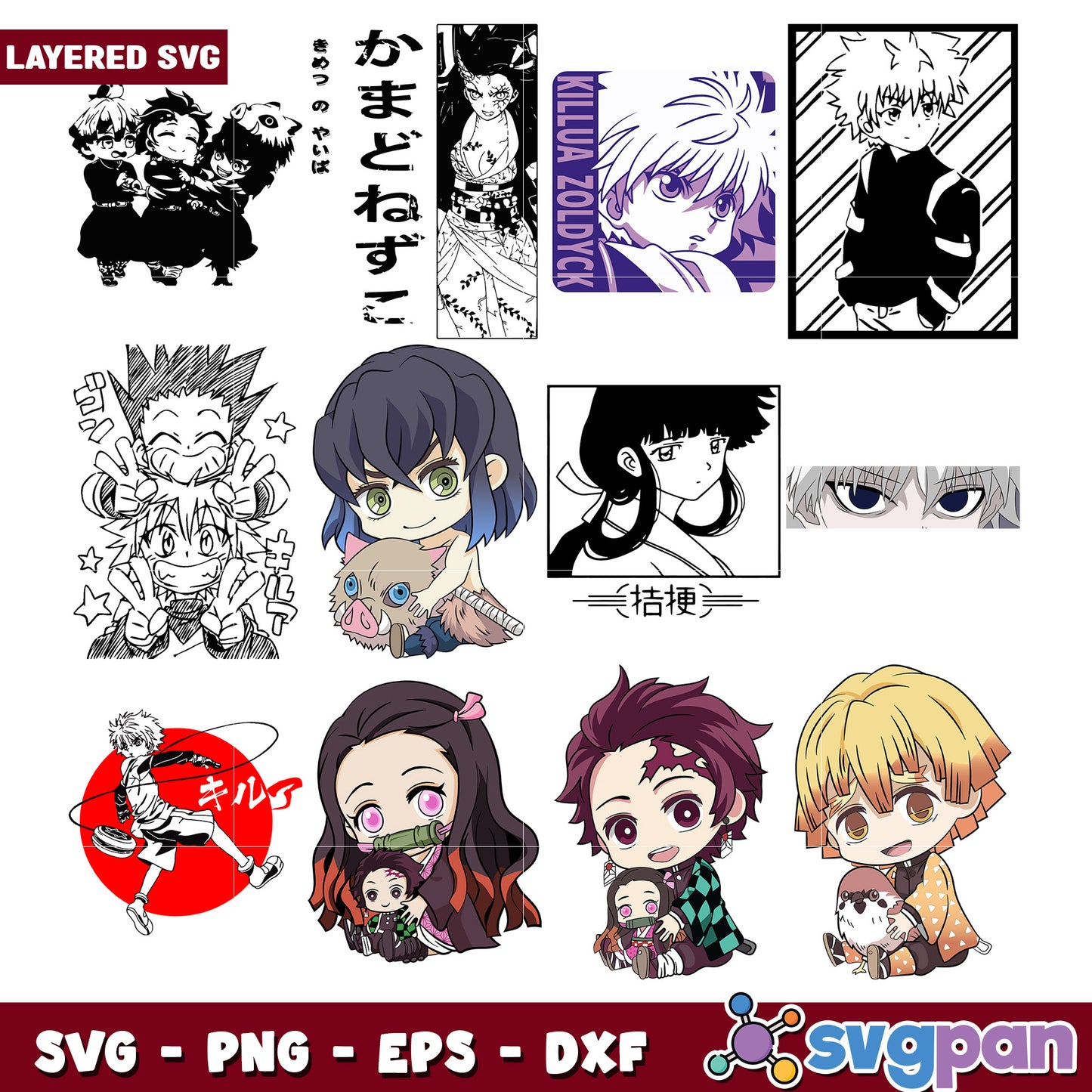 Anime SVG Bundle Kawaii Characters