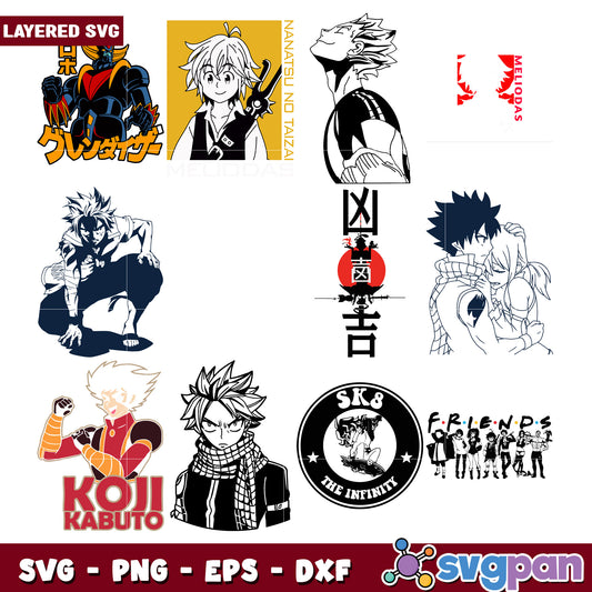 Anime SVG Bundle Layered Designs