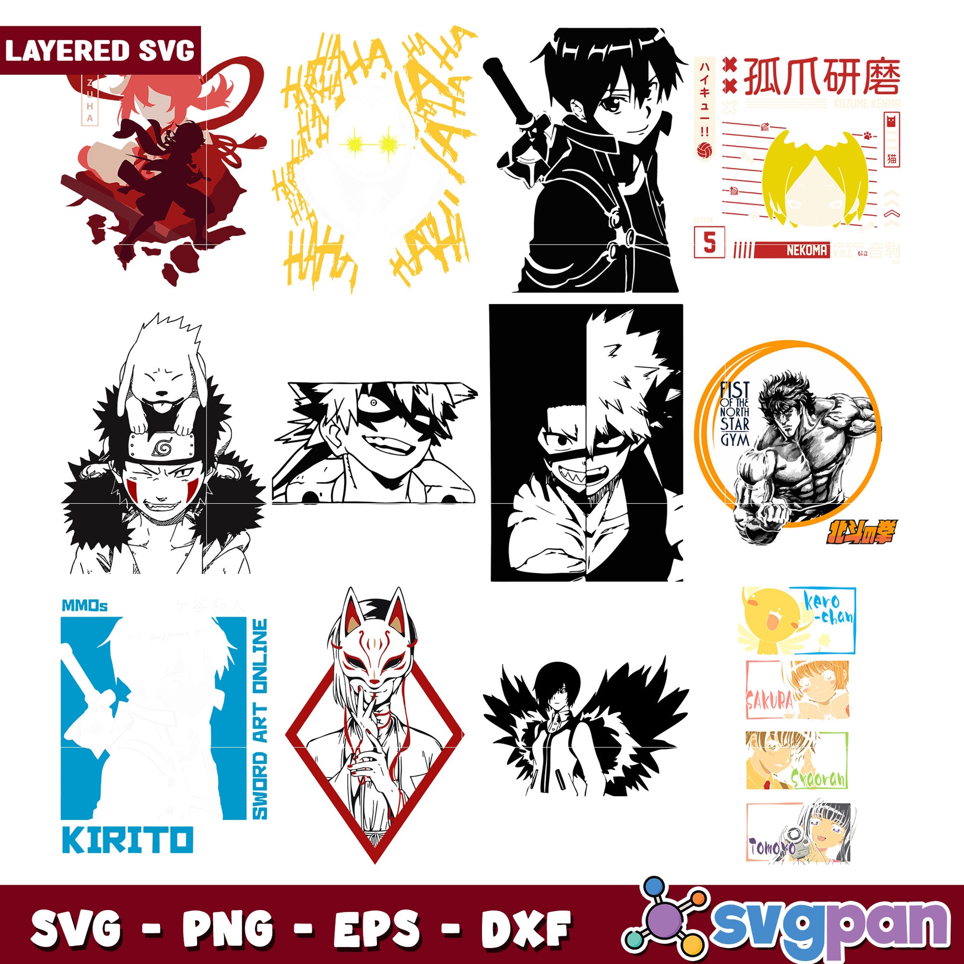Anime SVG Bundle Layered Designs for Cricut