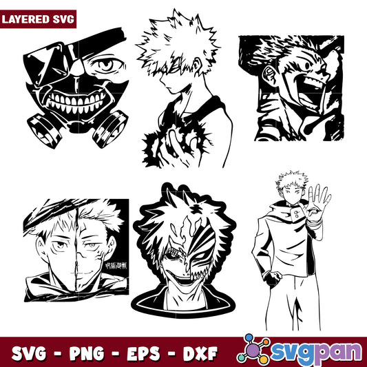 Anime SVG Bundle Layered Masks & Characters
