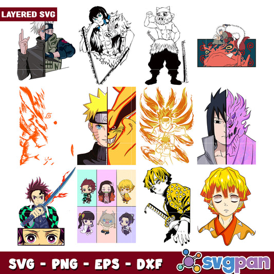 Anime SVG Bundle Naruto, Demon Slayer & More