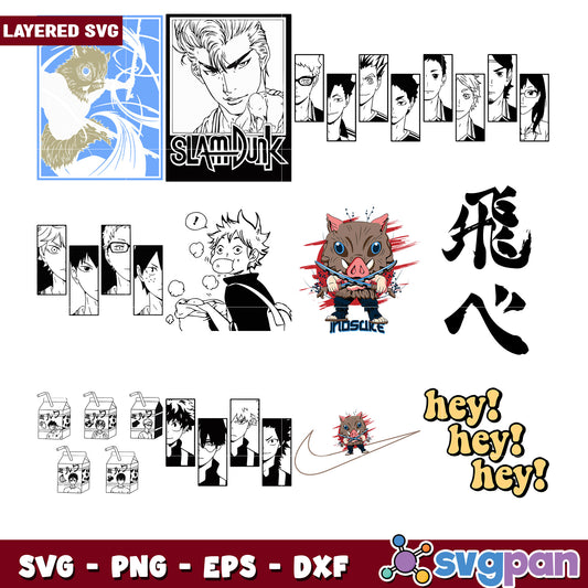 Anime SVG Bundle Slam Dunk, Demon Slayer