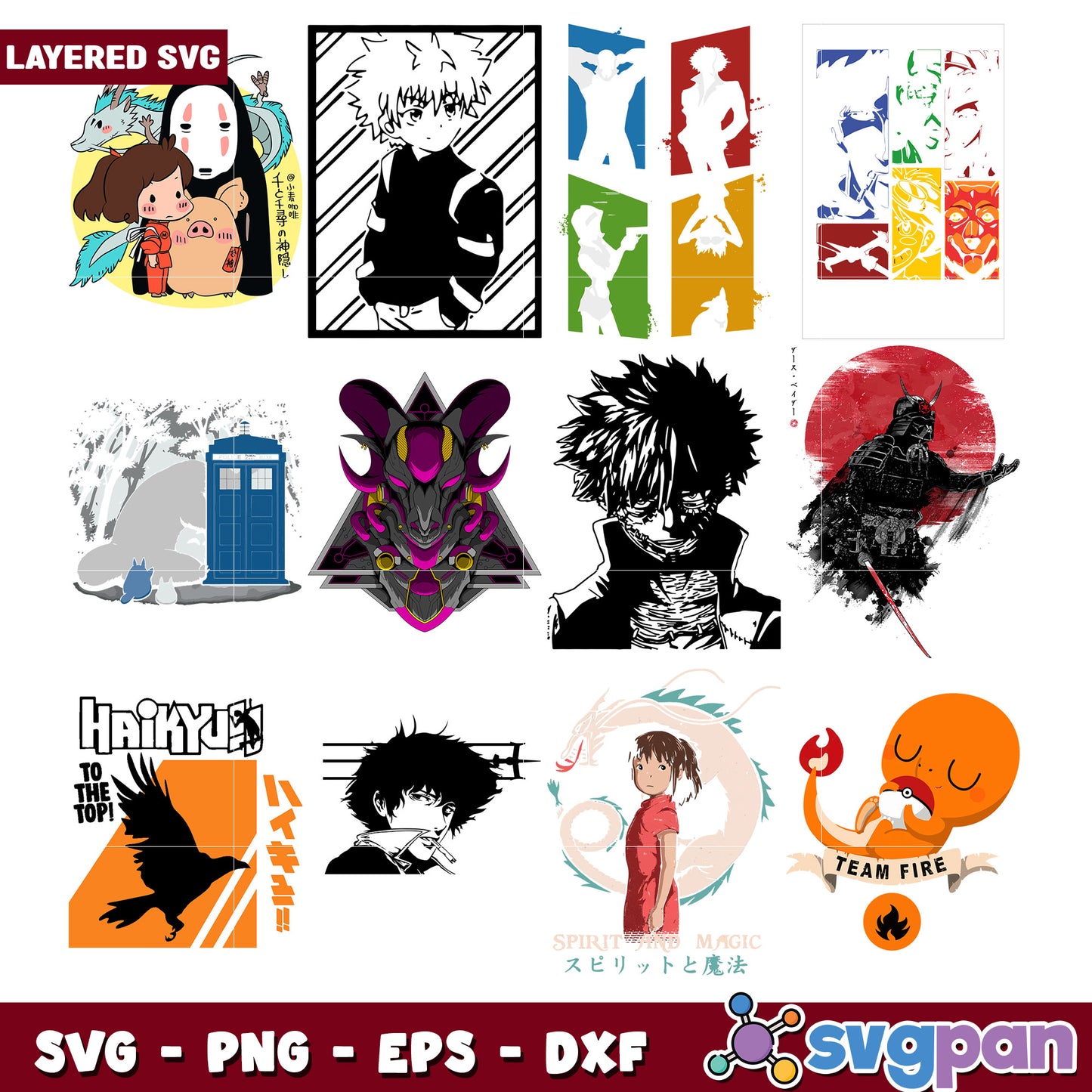 Anime SVG Bundle Unique Layered Designs Collection