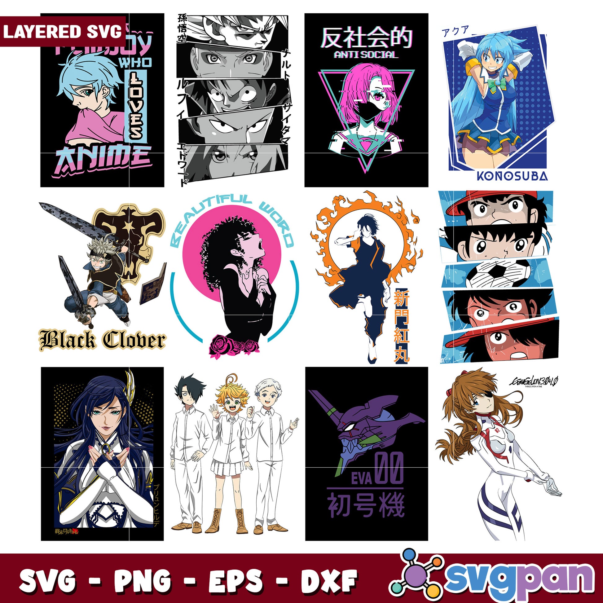 Anime Themed SVG Bundle for Creative Projects
