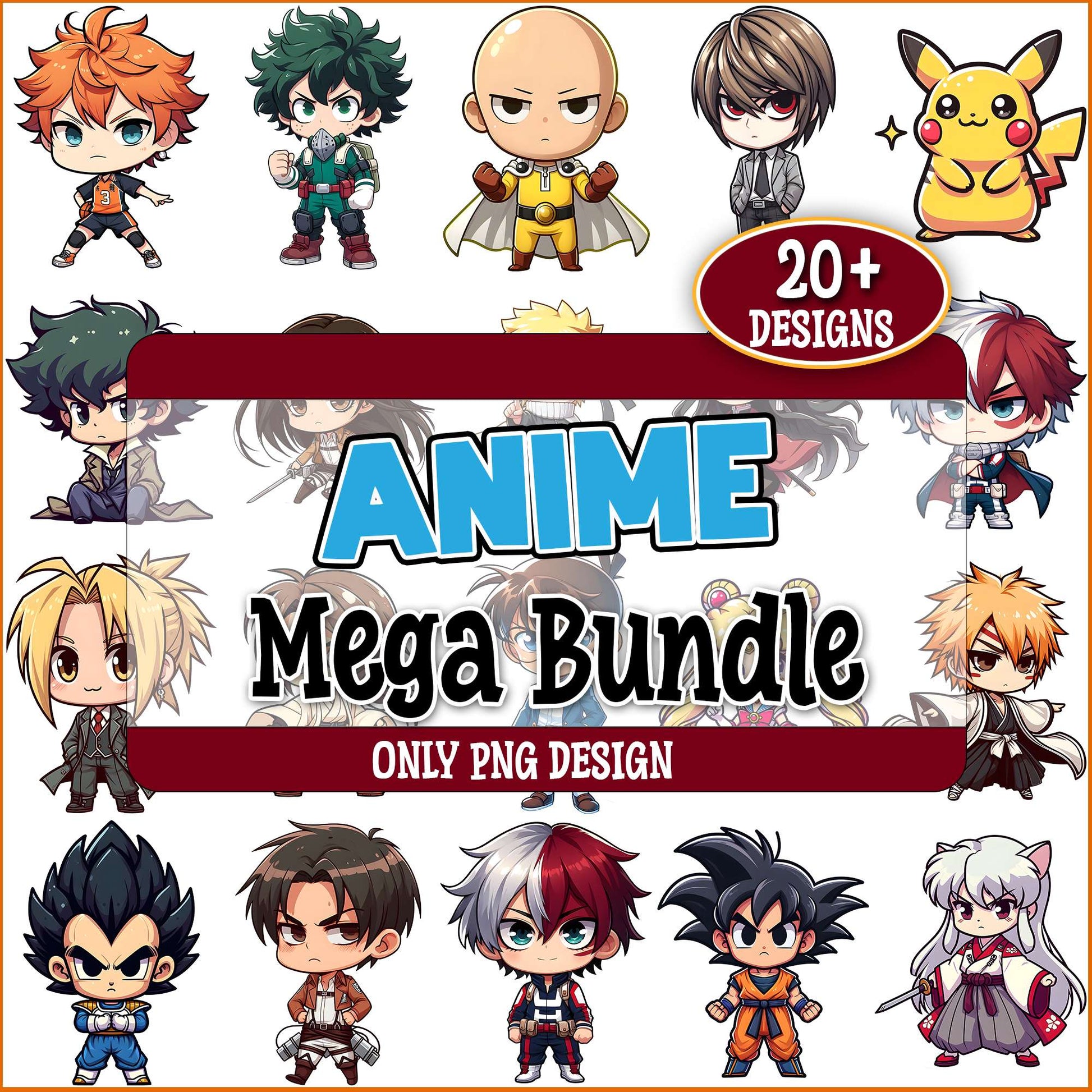 Anime chibi design png bundle