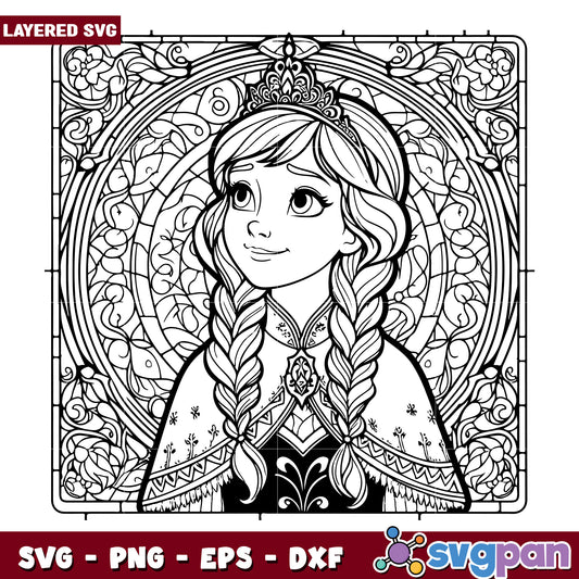 Anna Frozen Coloring Page SVG