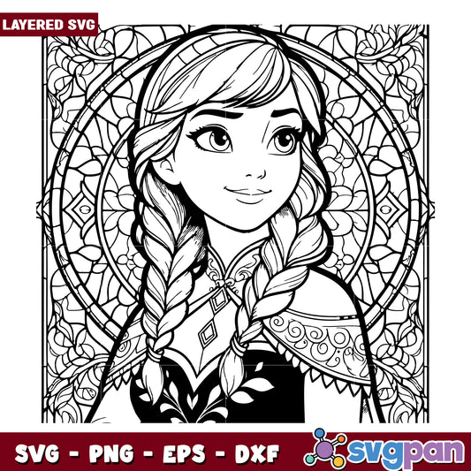 Anna Frozen SVG Coloring Page