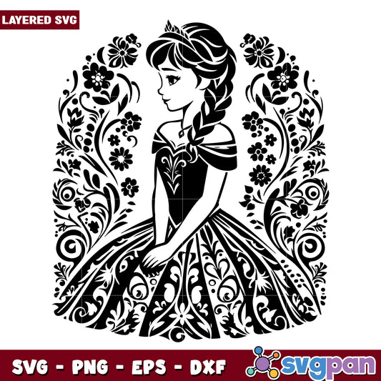 Anna Frozen SVG Floral Dress