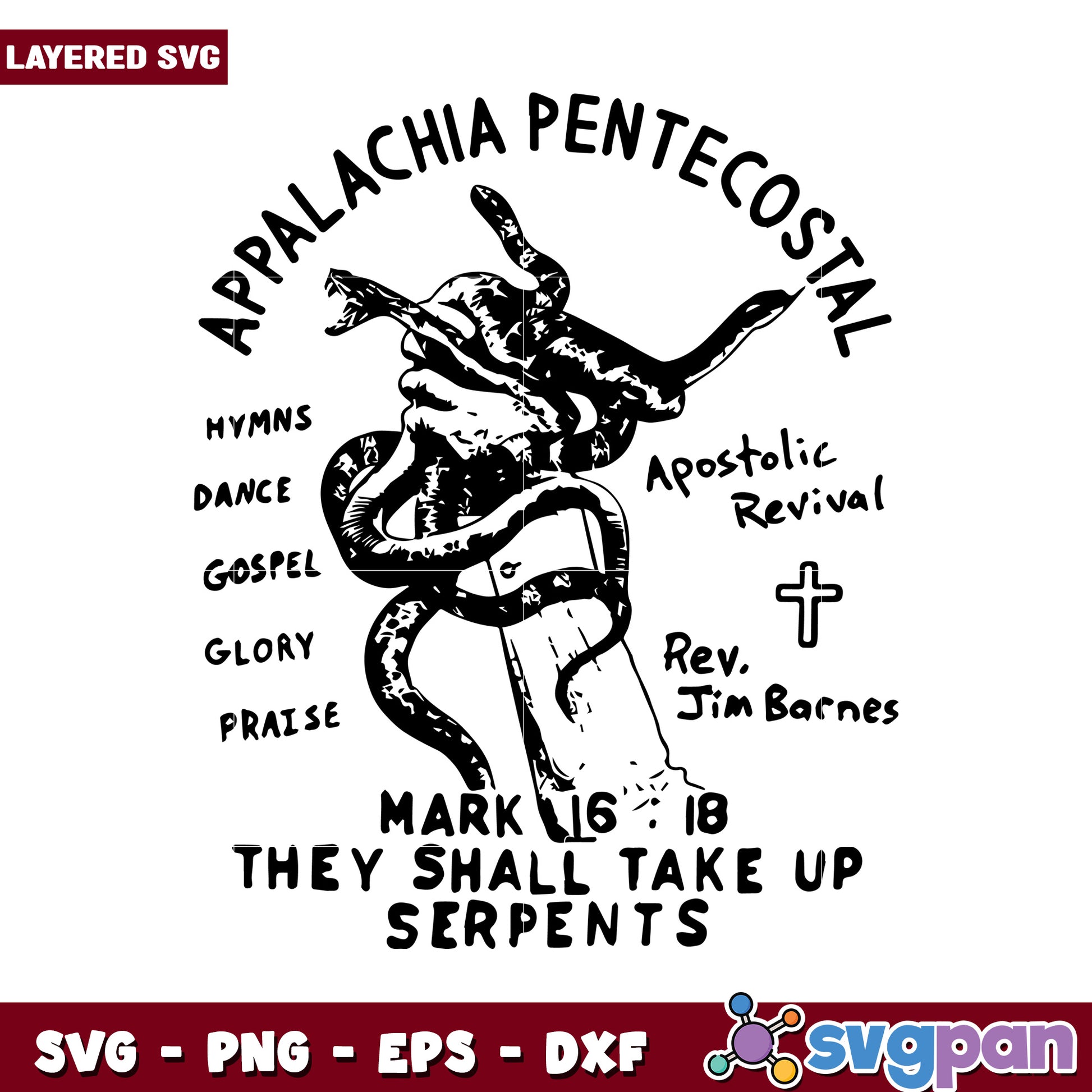 Appalachia Pentecostal Snake Charmer Design, Perfect for Crafts and More