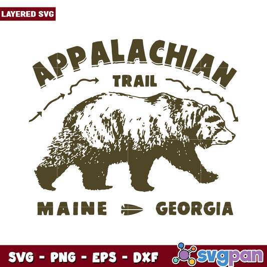 Appalachian Trail Bear Design for Craft Projects, SVG PNG EPS DXF Formats