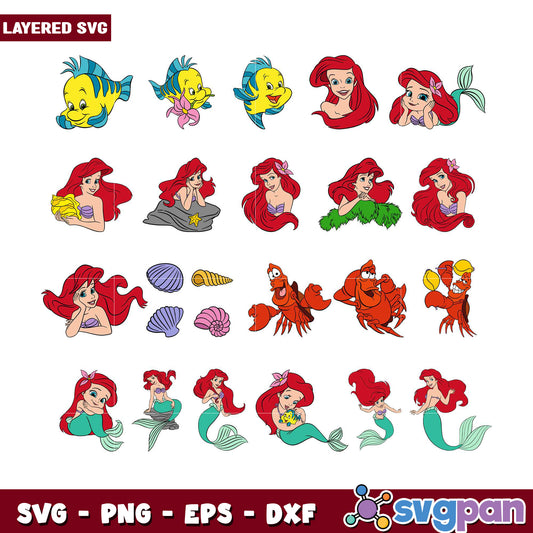 Ariel Mermaid SVG Bundle for Craft Projects