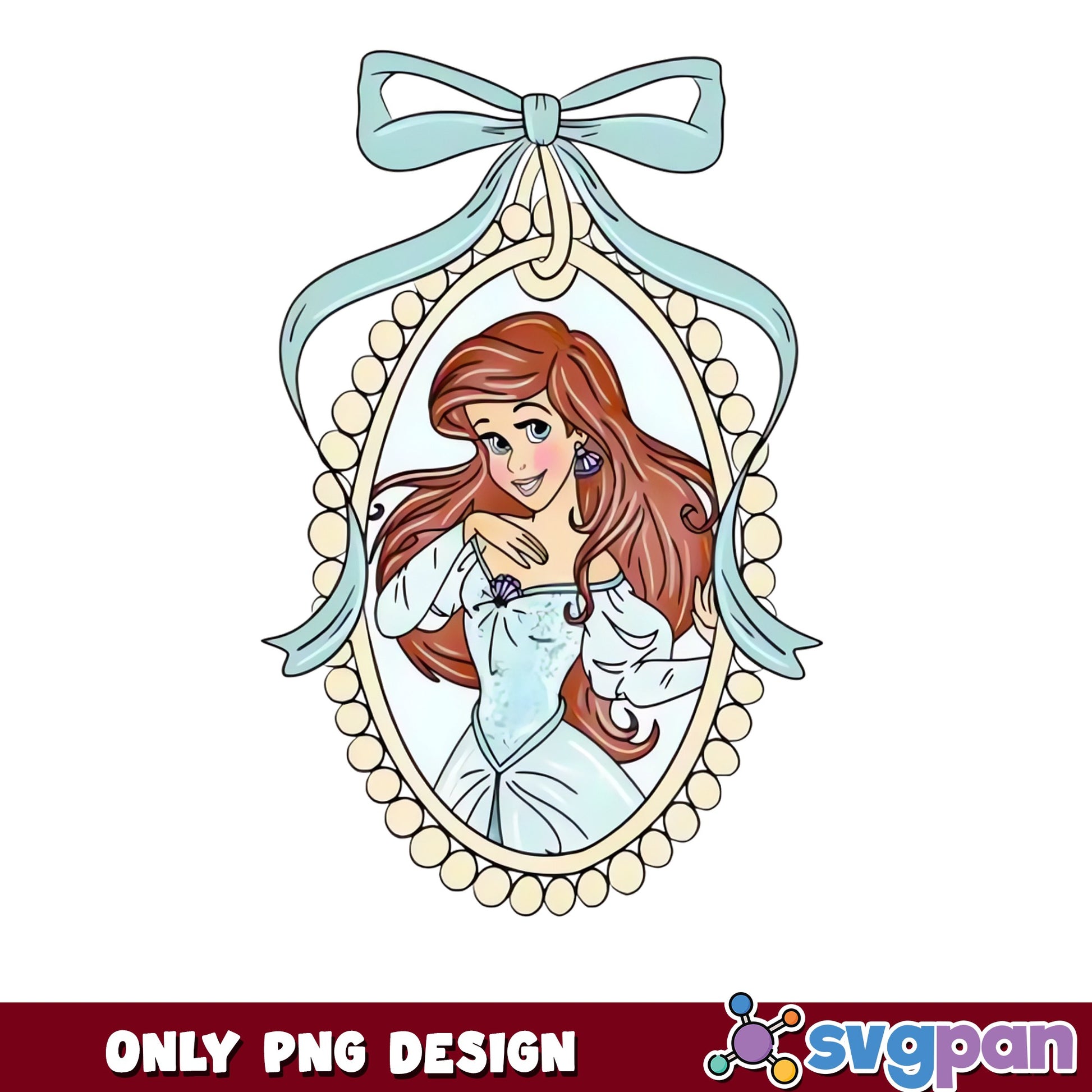Ariel Cameo Coquette Bow PNG, Little Mermaid PNG, Disney Princess PNG