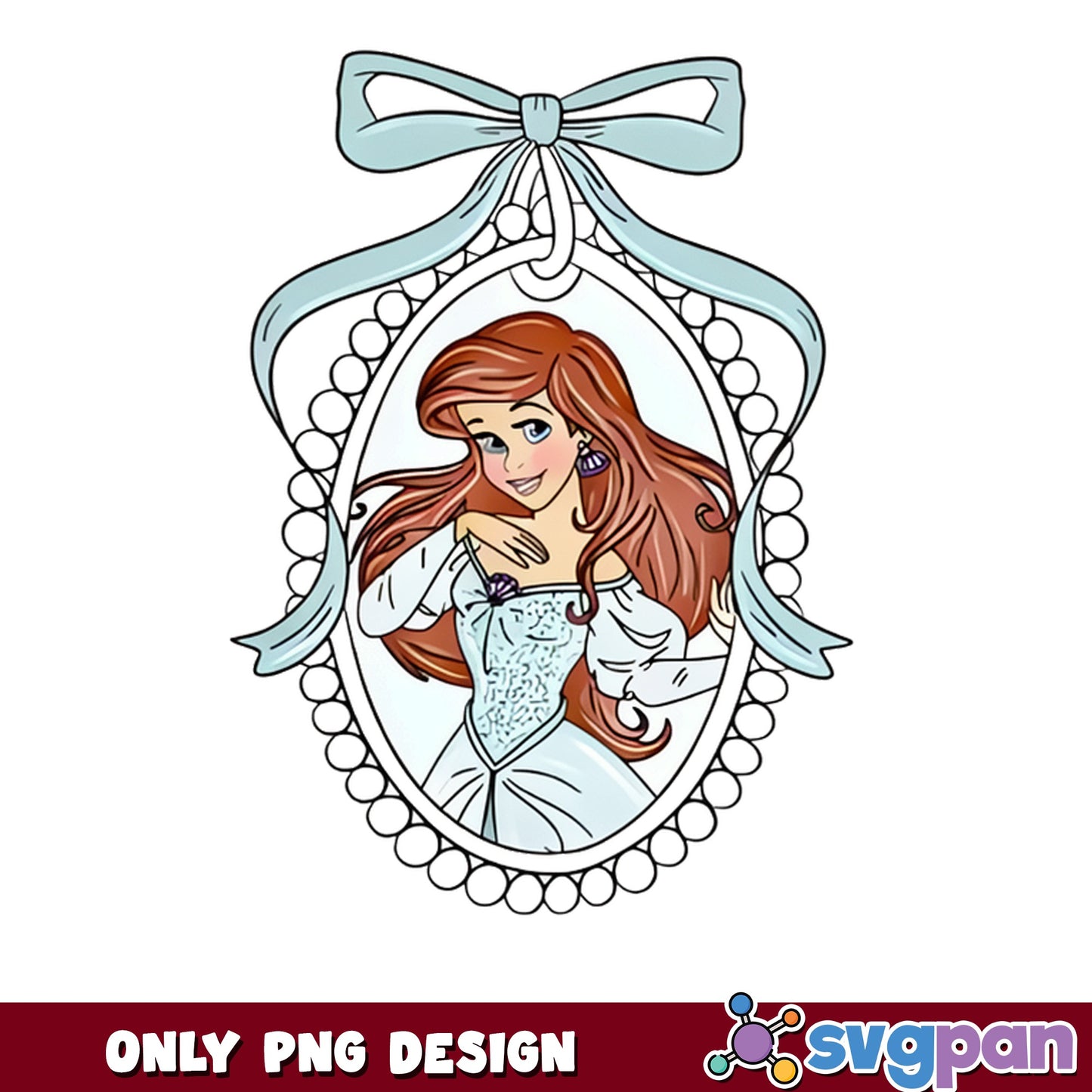 Ariel Little Mermaid Cameo PNG, Disney Princess PNG, Mermaid PNG