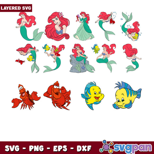 Ariel and Friends SVG Bundle for Crafting Projects