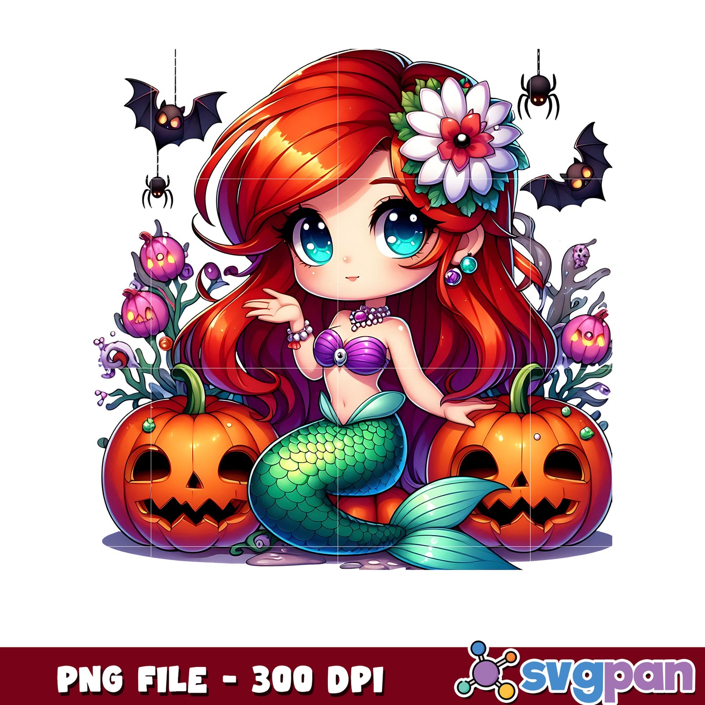 Ariel halloween png, spooky season png, halloween cartoons png
