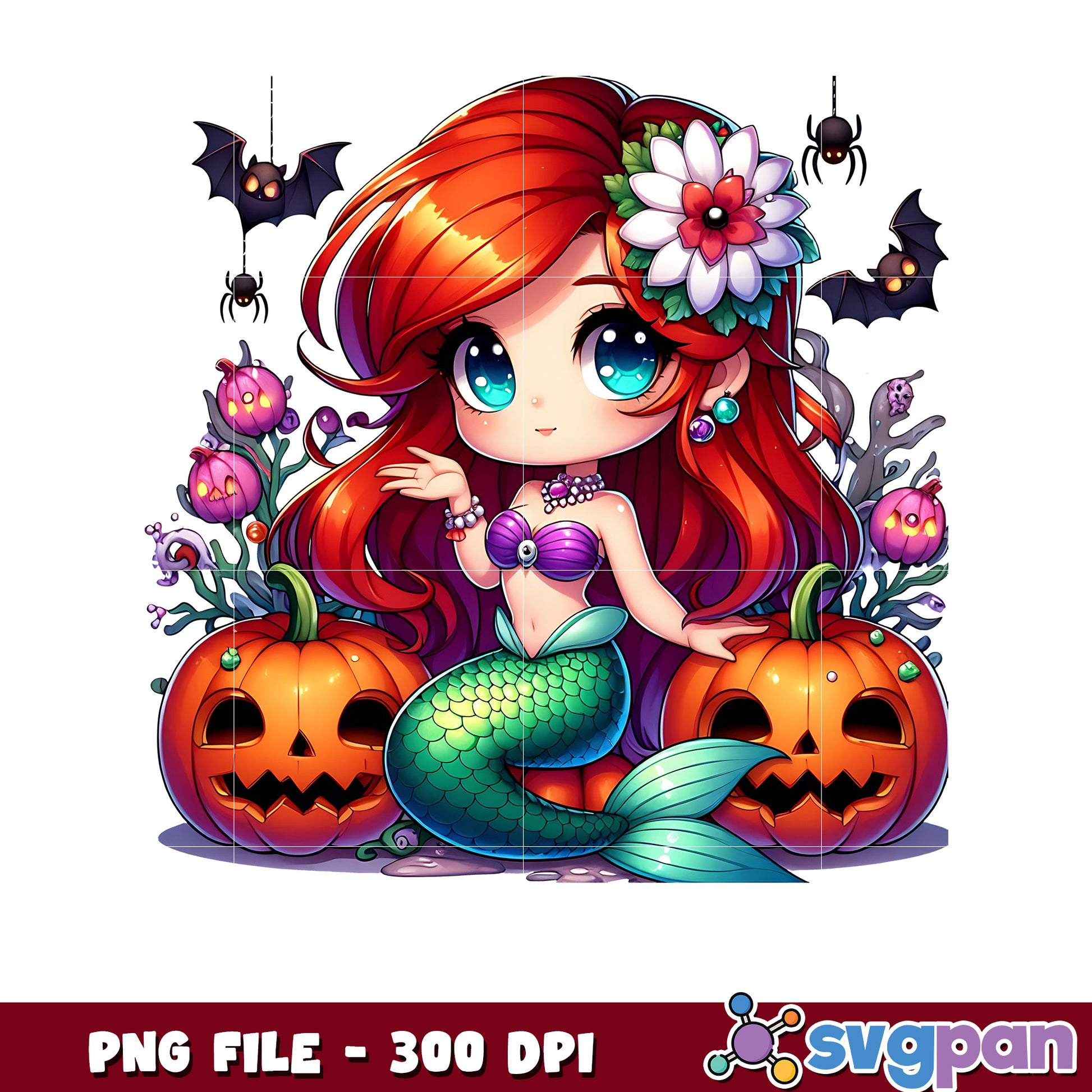 Ariel halloween png, spooky season png, halloween cartoons png