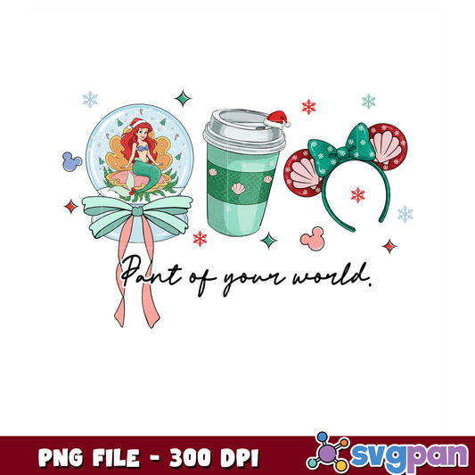 Ariel princess png, christmas ariel png, christmas decor png