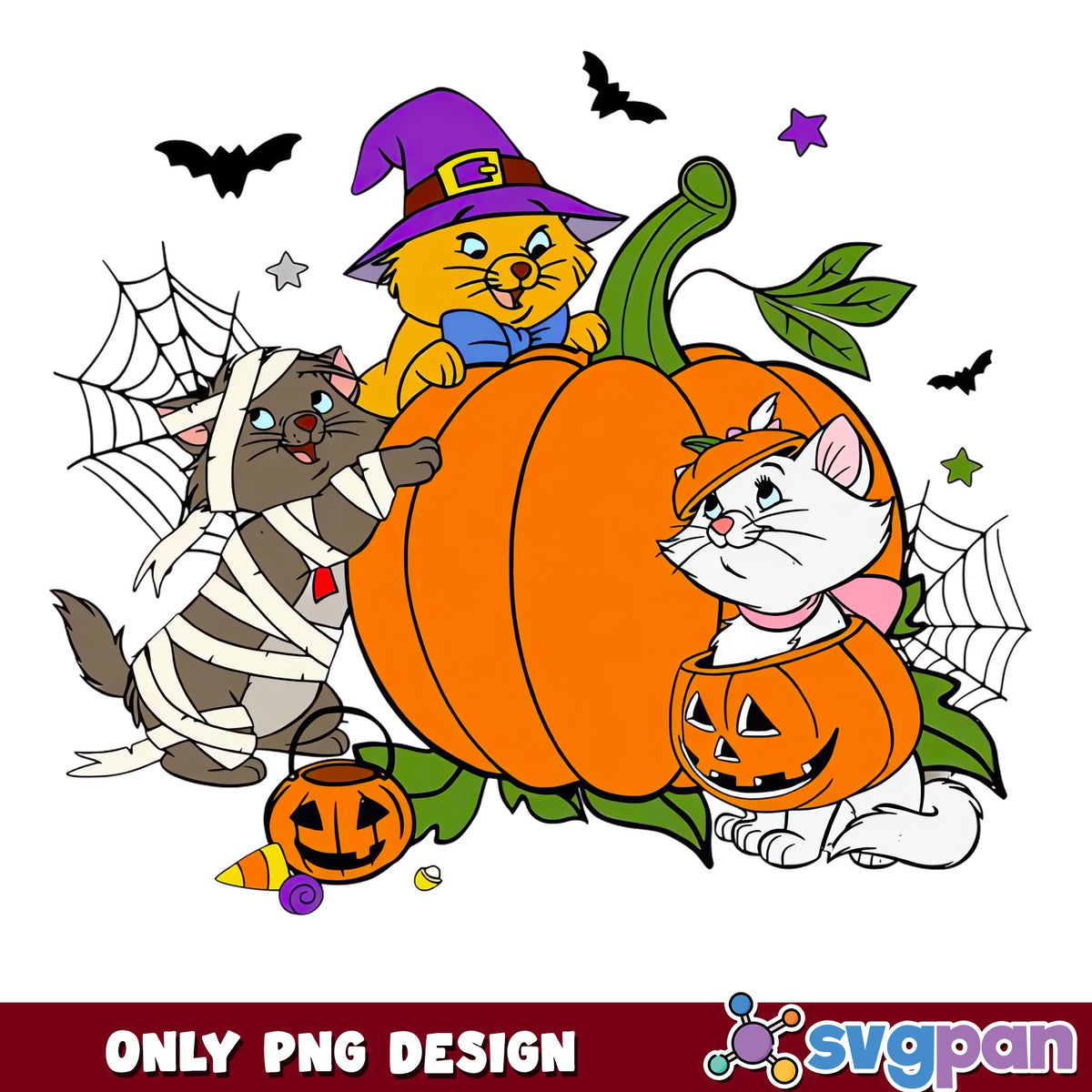 Aristocats Halloween Pumpkin PNG, Marie Berlioz Toulouse Spooky